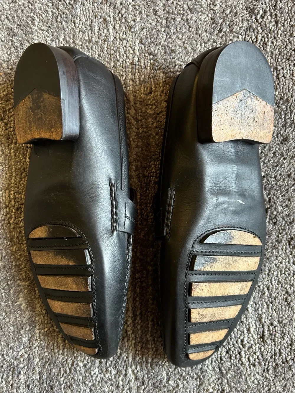 Allen Edmonds Black Leather Bit Slip-On Loafers